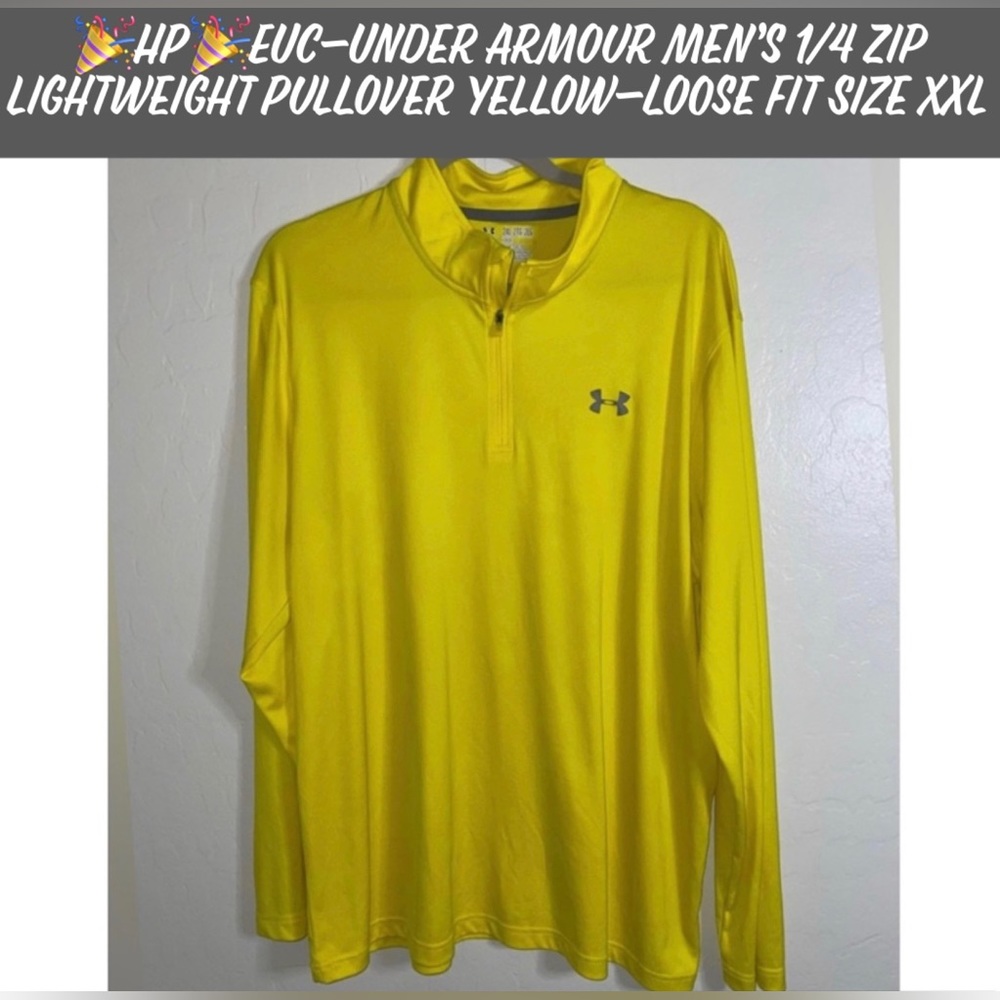 🎉HP🎉EUC- Under Armour Men’s 1/4 Zip Lightweight Pullover Yellow Loose Fit XXL